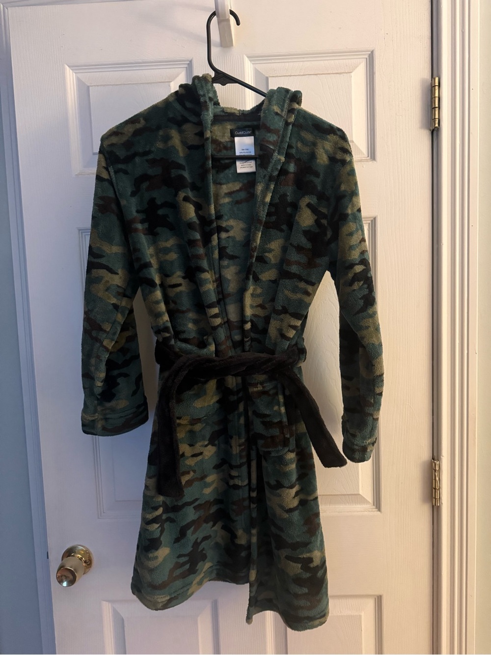 Cuddl Duds Kids Hooded Camo Robe - Green & Brown